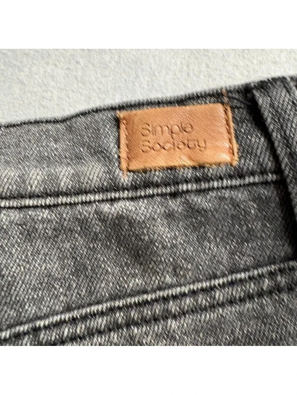 Simple Society Distressed Jeans Womens 5/27 Black High Rise Raw Frayed Hem Crop